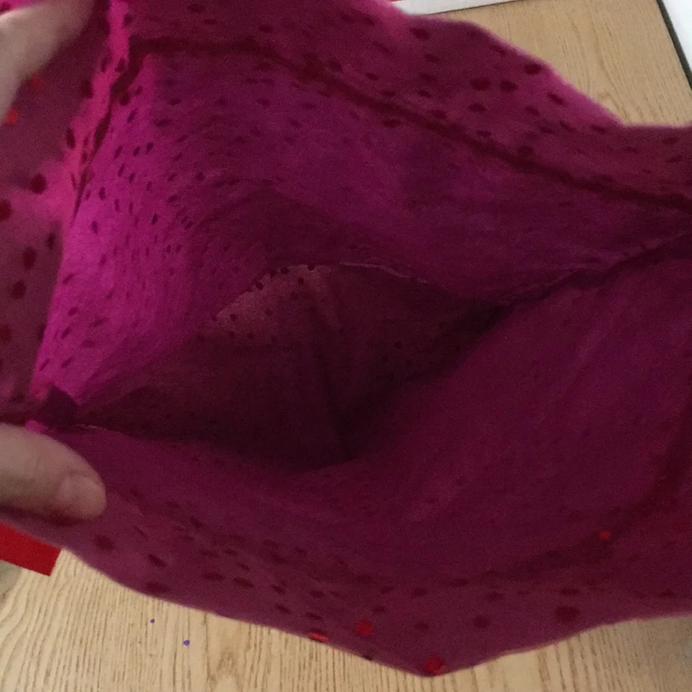 Free New Polka Dot Sheer Gift Bag with Ribbons Dark Pink/Red Size 18.5”x13”x4.5”